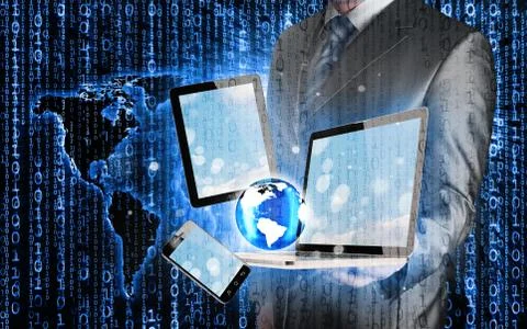 Technology in the hands of businessmen Illustrazione stock