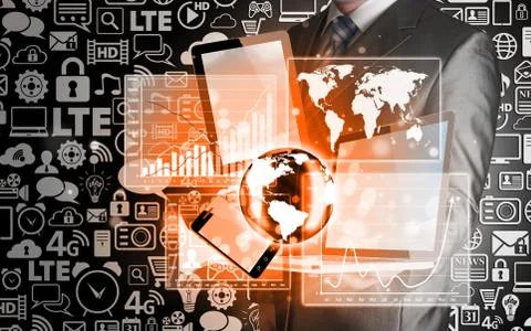 Technology in the hands of businessmen Stock Illustration