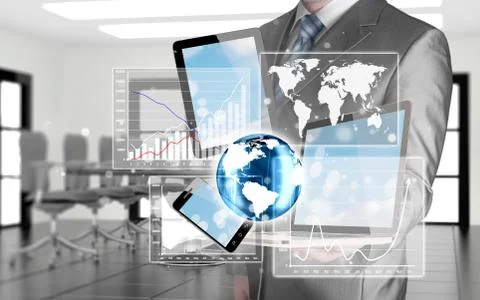 Technology in the hands of businessmen Stock Illustration