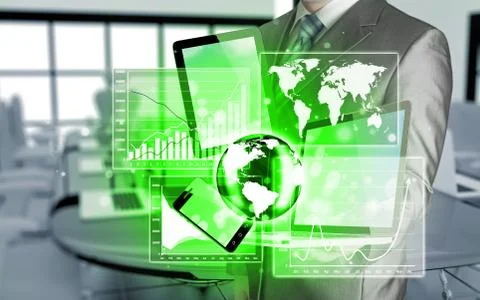 Technology in the hands of businessmen Stock Illustration