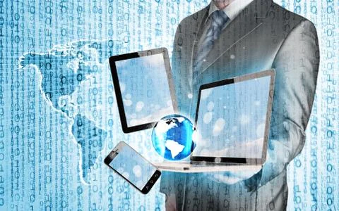 Technology in the hands of businessmen Illustrazione stock