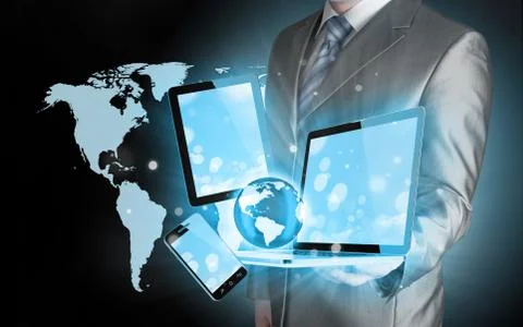 Technology in the hands of businessmen Stock Illustration