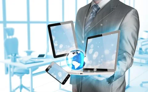Technology in the hands of businessmen Stock Illustration