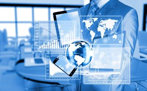 Technology in the hands of businessmen Illustrazione stock