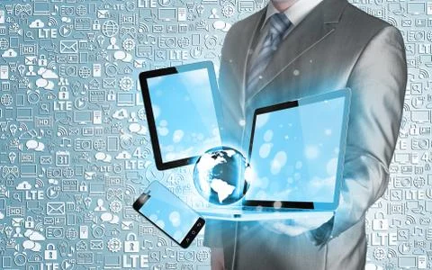 Technology in the hands of businessmen Stock Illustration