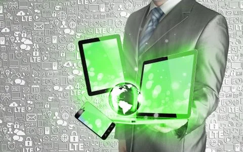 Technology in the hands of businessmen Stock Illustration