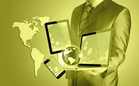 Technology in the hands of businessmen Illustrazione stock