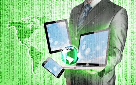 Technology in the hands of businessmen Stock Illustration