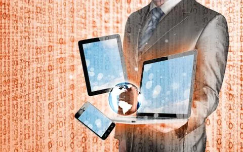 Technology in the hands of businessmen Stock Illustration