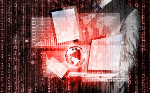 Technology in the hands of businessmen 스톡 일러스트