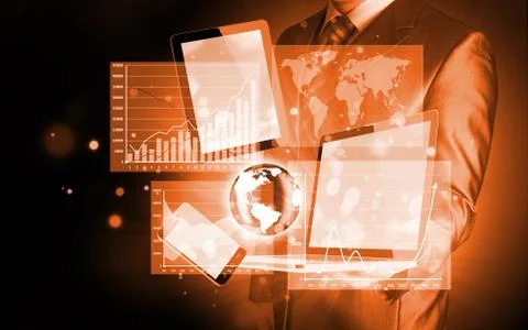 Technology in the hands of businessmen Stock Illustration