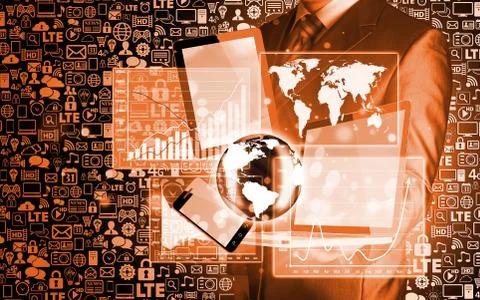 Technology in the hands of businessmen Stock Illustration