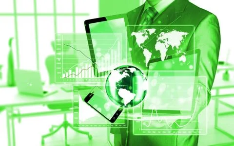 Technology in the hands of businessmen Stock Illustration