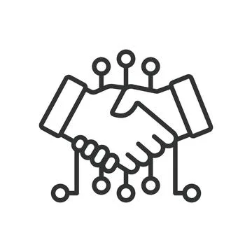 Technology Handshake API, icon in line design. Technology, handshake, API Stock Illustration