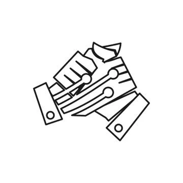 Technology Handshake Commitment Teamwork Together Outline Logo Stock Illustration
