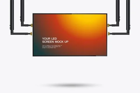 The technology hanging LED screen mock up with dark border. A hanging LED T.. Stock Illustration