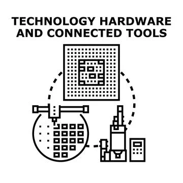 Technology hardware and connected tools manufacturing concept Stock Illustration