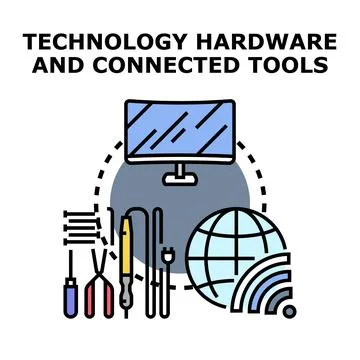 Technology hardware and connected tools concept Stock Illustration