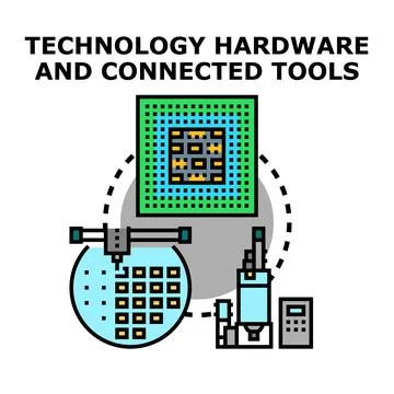 Technology hardware and connected tools manufacturing concept Stock Illustration