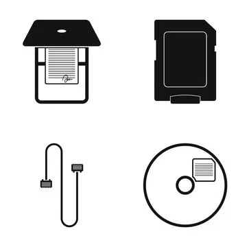 Technology hardware and data storage devices icons Stock Illustration