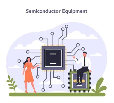 Technology hardware and equipment industry. Electrical and semiconductor Stock Illustration
