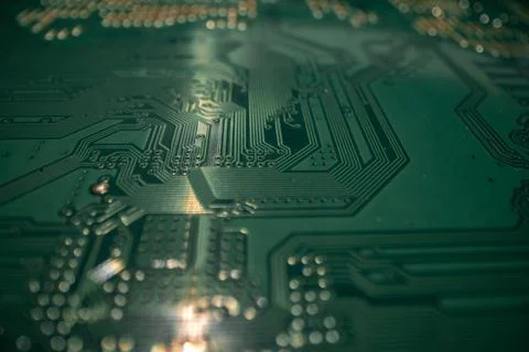 Technology hardware background. High tech electronic circuit board background Foto stock