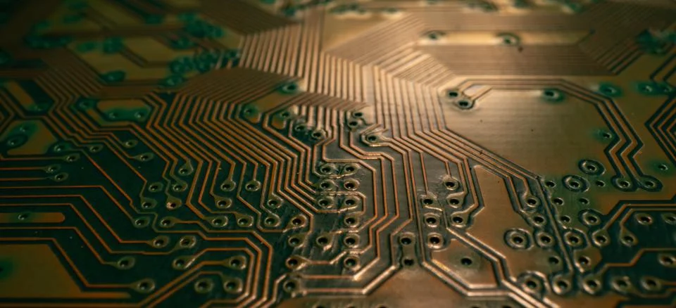 Technology hardware background. High tech electronic circuit board background 写真素材