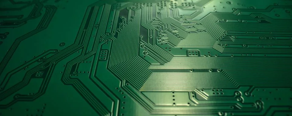 Technology hardware background. High tech electronic circuit board background Foto stock