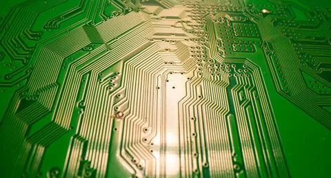 Technology hardware background. High tech electronic circuit board background Stockfoto's