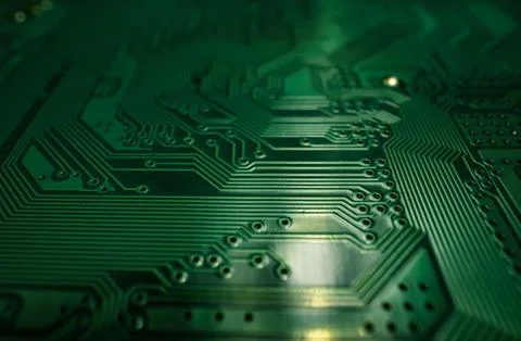 Technology hardware background. High tech electronic circuit board background Foto stock