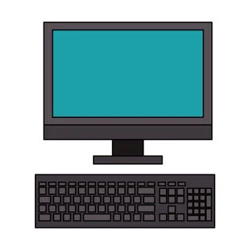Technology hardware computer device cartoon Illustrazione stock