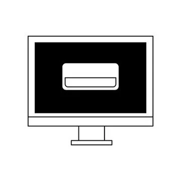 Technology hardware digital device cartoon in black and white Stock Illustration