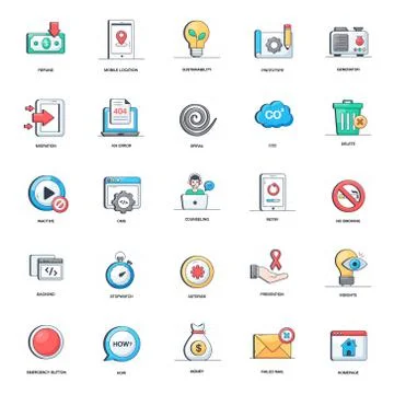 Technology Hardware Flat Icons Pack Stock Illustration