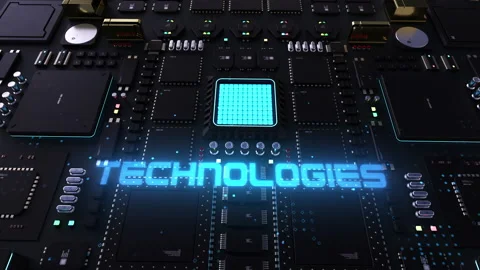 Technology header on the background of the chip with a large number of proces Stock-Footage 207002949