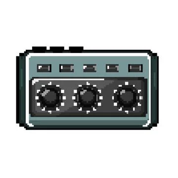 Technology headphone amp pixel art vector illustration Stock Illustration