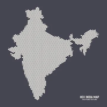 Technology Hexagonal Map Of India Abstract Vector Background Illustrazione stock