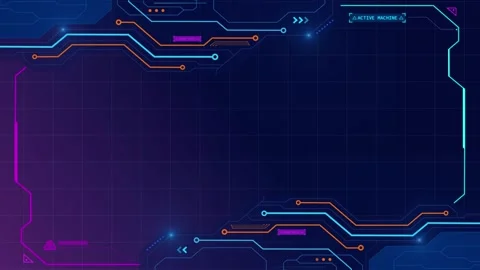 Technology HUD circle interfaces, Futuristic display, Hologram button, rotating Stock Footage 318629794