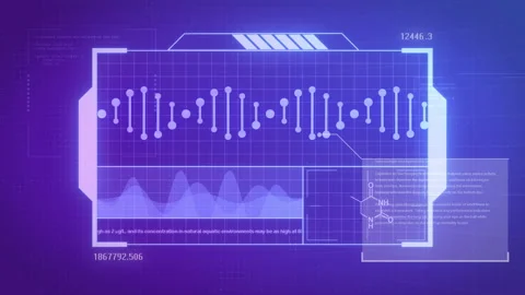 Technology HUD design of DNA molecule structure. Virtual reality user interface Stock Footage 153146851