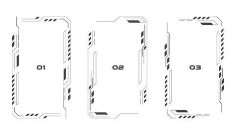 Technology HUD frames collection. Modern futuristic cover set. Black user Illustrazione stock