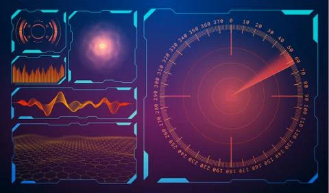 Technology HUD User interface design. Background with sound wave and music Illustrazione stock