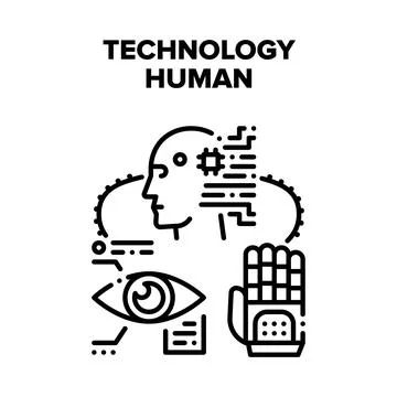 Technology Human Vector Concept Black Illustration 스톡 일러스트