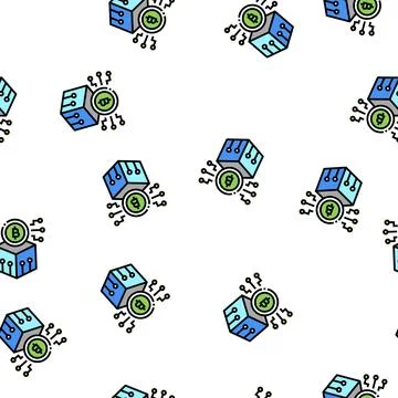 Technology ico vector seamless pattern Stock Illustration