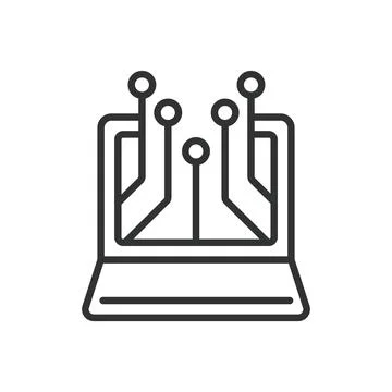 Technology icon in line design. Technology, innovation, digital, tech industry Stock Illustration