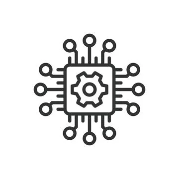 Technology, icon in line design. Technology, digital, innovation, network, AI Stock Illustration