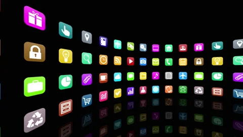 Technology Icon Network Symbol Digital devices on the Internet ba R0 Cc com kaku Video stock 139781708