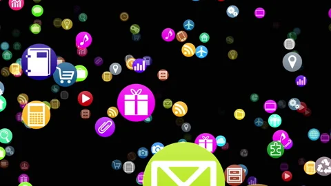 Technology Icon Network Symbol Digital devices on the Internet S0 Y-L com maru Stock-Footage 139790912