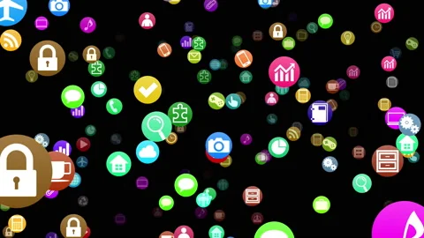 Technology Icon Network Symbol Digital devices on the Internet S0 F-L com maru Stock Footage 139792334
