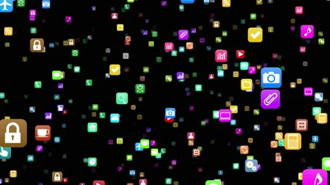 Technology Icon Network Symbol Digital devices on the Internet S0 F-S com kaku Stock Footage 139792744