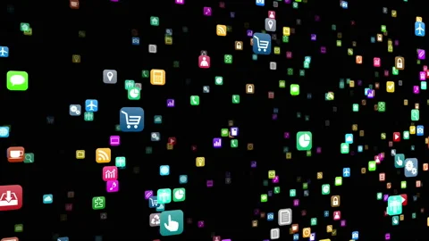 Technology Icon Network Symbol Digital devices on the Internet S0 N-S com kaku Vídeos de archivo 139799411