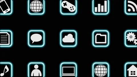 Technology Icon Network Symbol Digital G0b C-L soz icon kaku Stock Footage 140027219